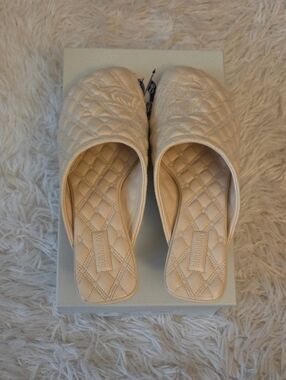 Burberry Cream Quilted Slip-On Mules